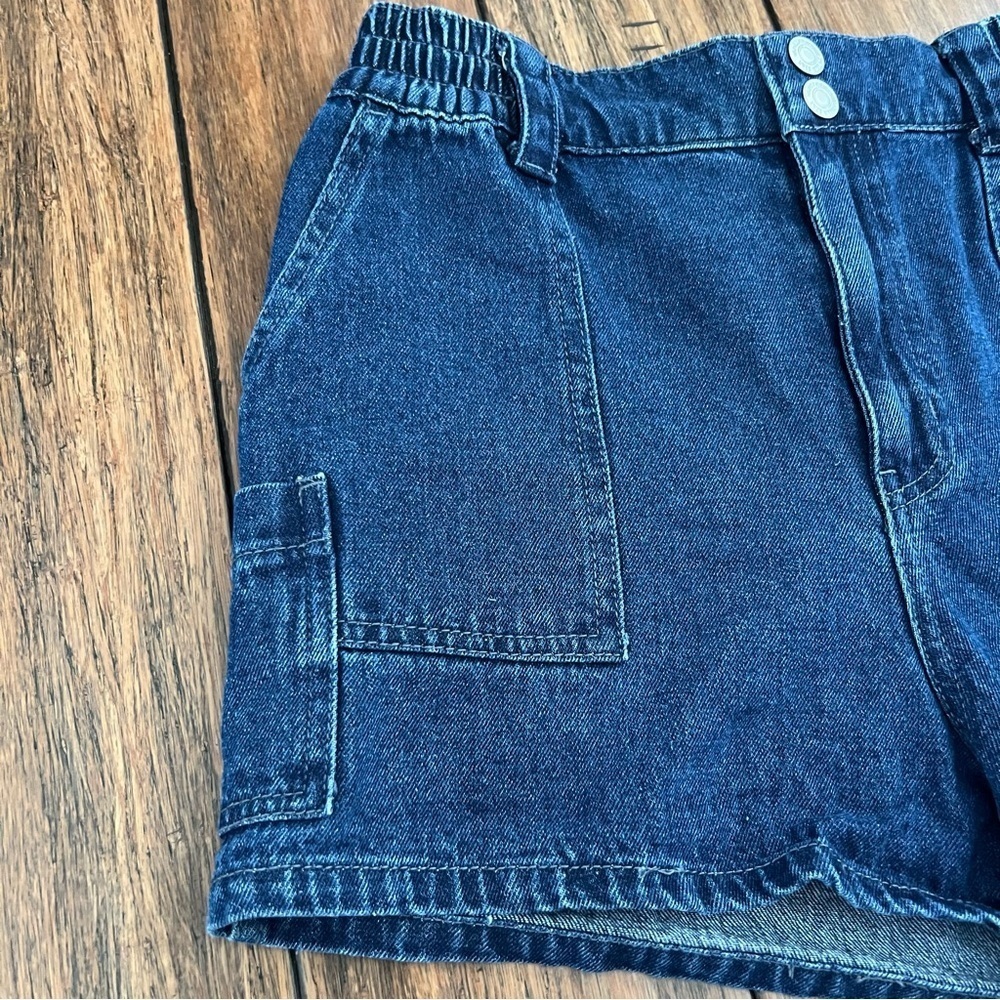 Vanilla Star High Waist Denim Shorts Size 7 Vintage Cargo Elastic Stretch Retro - Picture 2 of 10
